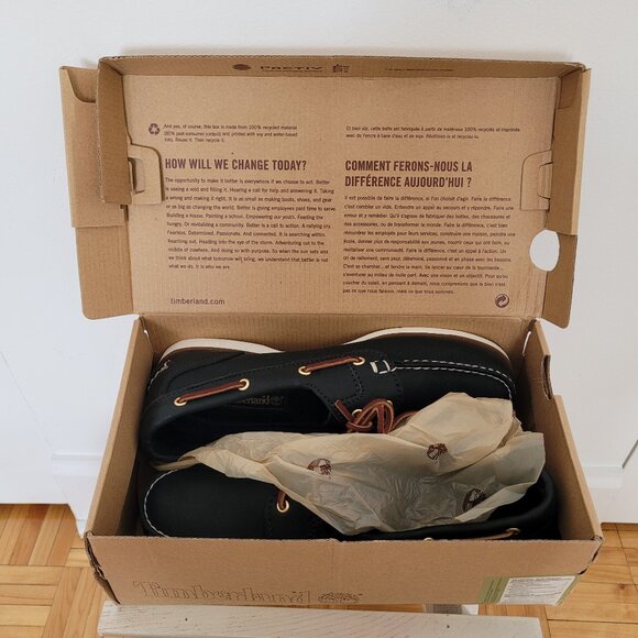 NEW WITH TAGS Timberland Women's Black Leather Boat Shoes-9.5 - Picture 2 of 9